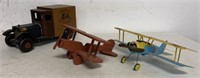 3 Pcs- Cox Airplane & Wooden Plane & Truck