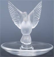 LALIQUE FROSTED CRYSTAL DOVE RING DISH