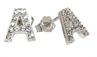 Brilliant White Sapphire A Monogram Earrings