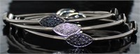 3 pc Black Blue & White Diamond Bracelet Set