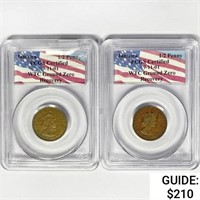 [2] Jamaica 1/2 Pennies (1957, 1963) PCGS 9/11