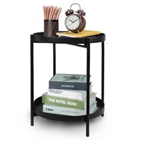 WF865  Cerbior 2-Tier Metal Tray End Table Black