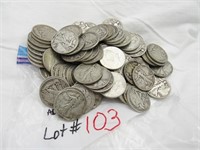 100 Walking Liberty Silver Halves, various dates