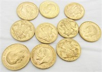 10 George V sovereigns assorted dates