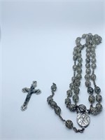 ITALY CROSS AND UNUSUAL ROSARY NECKLACE