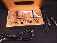 Man's jewelry box with six pairs cufflinks, .