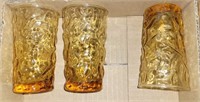 3 PC VTG AMBER JUICE GLASSES