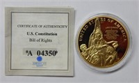 Bill of Rights 24kt Gold Layered Medal