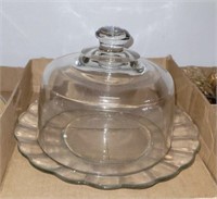 GLASS CHEESE DOME W/GLASS UNDER PLATE #1