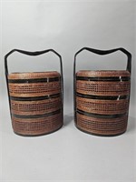 Chinese Rattan Wicker Bento Baskets