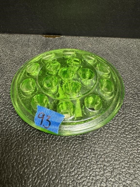 Uranium Glass Flower Frog