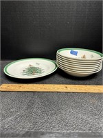 Spode Christmas Tree 9pc Dessert Bowls And Salad