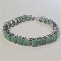 $2628 Silver Emerald 7.5"(36.5ct) Bracelet