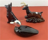 (3) Avon decanters Deer, dog & duck