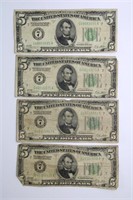 (4) 1928A $5 NOTES PAYABLE IN GOLD