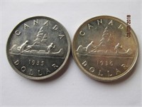 (2) Canada Silver Dollar Coins