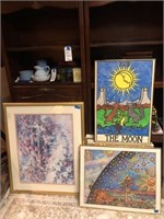 3 Prints, Hand-Colored Moon and Stars