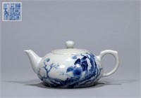 Chinese Blue and White Porcelain Teapot,Mark