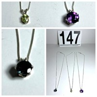 [F] Marked .925 Necklace & Pendant Trio Lot#13