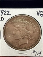 1922 D Peace Dollar - VG