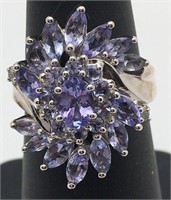 Sterling Silver Ring With Lavender Stones