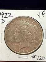 1922 D Peace Dollar VF