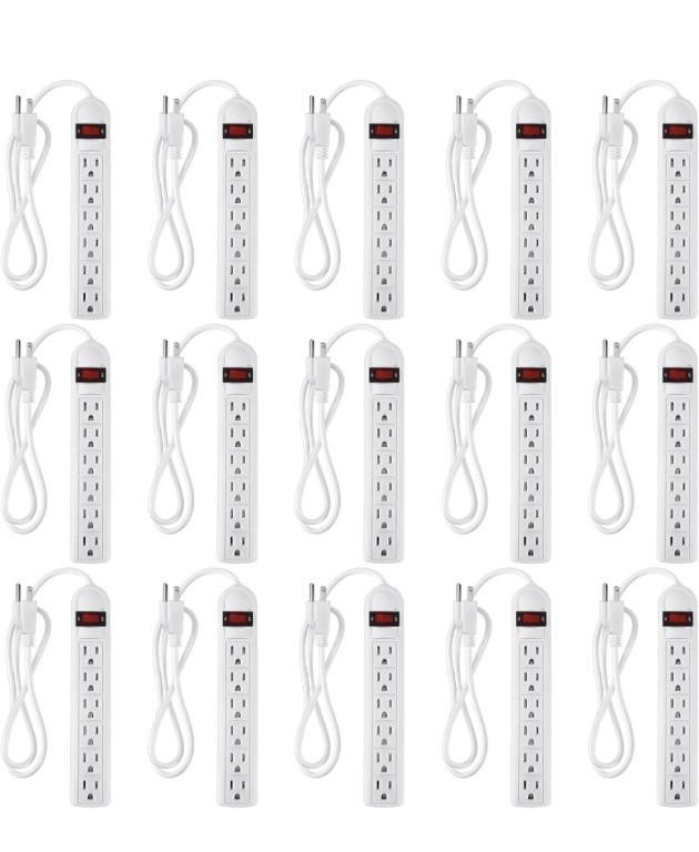 15 Pack 6 Outlet Power Strip Surge Protector