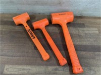 3 Pittsburgh used dead blow hammers- has cracks