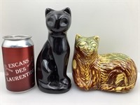 2 figurines de chats, en céramique, vintages