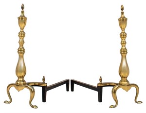 Federal Style Brass Andirons, A Pair