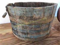 Antique wooden wash tub barrel