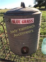 Vintage galvanized Blue Grass water cooler