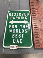 World's Best Dad Parking tin sign, 12 x 18