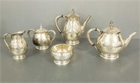 5 piece Royal Danish sterling silver tea set with