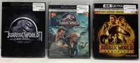 Lot of 3 Jurassic World 4K +Blu-Ray Movies NEW $80