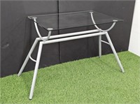 METAL BASE GLASS TOP TABLE