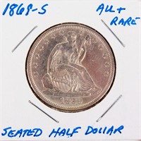 Coin 1869-S Seated Liberty Half Dollar Almost UNC