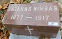 Engraved granite headstone: 18"W x 8.5"D x 10"H