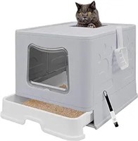 Foldable Cat Litter Box With Lid, Jumbo Enclosed