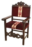 SPANISH RENAISSANCE REVIVAL WALNUT THRONE ARMCHAIR