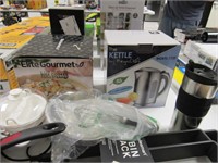 ASSORTED KITCHEN ITEMS, RICE COOKER, KETTLE, ETC.