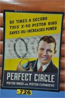 Antique Perfect Circle tin sign, 26" x 20"