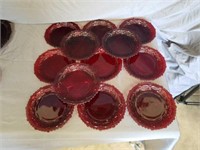 Beautiful set of 12 Ruby Red Bread Plates