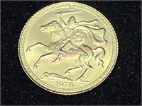 1976 Elizabeth II Gold Coin Half Sovereign UNC