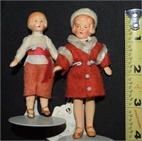 (2) Doll House Bisque/Ceramic Dolls with Mini