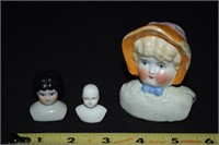 (3) Porcelain/Bisque Doll Heads "10" & Germany