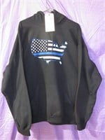 Thin Blue Line Police Support Pull Over Hoodie 2XL