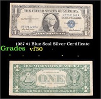 1957 $1 Blue Seal Silver Certificate Grades vf++