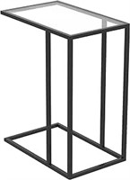 Safdie & Co. Accent Table 19L C-Shaped Glass Black