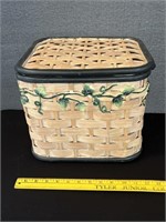Vintage Lidded Wicker Basket